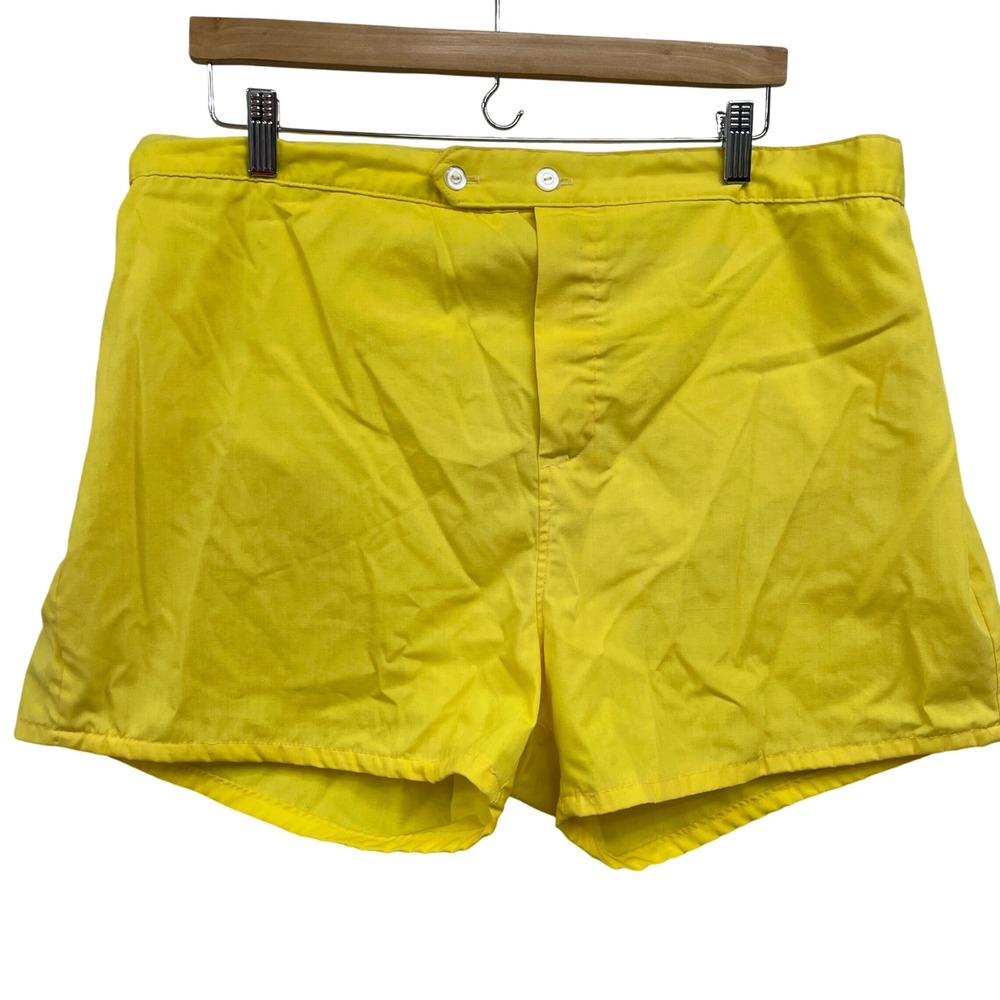 Vintage Mens Yellow Swim Trunks Shorts 70s Retro Swimwear‎ size see photos *XL